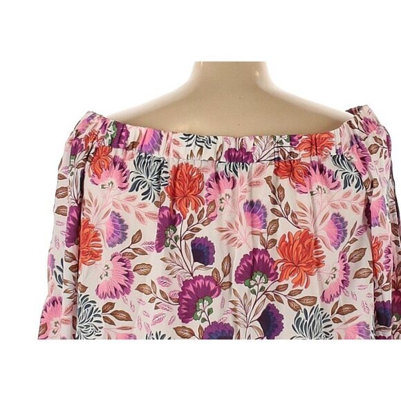INC Womens Blouse 3X Floral Spring Feminine Long Sleeves Boat Neck Pink Plus - Picture 7 of 11